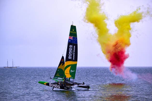 GER, Sail GP, Rockwool Germany Sail Grand Prix, Sassnitz, 22.-23.08.2026, Deutschland, Samstag, 23.08.2026, Renntag 2, BONDS FLYING ROOS - Sail GP Team - Australia; Driver - Tom Slingsby, gewinnt das Finale Rennen, GER, Sail GP, Rockwool Germany Sail Grand Prix, Sassnitz, 22.-23.08.2026, Deutschland, Samstag, 23.08.2026, Renntag 2, *** GER, Sail GP, Rockwool Germany Sail Grand Prix, Sassnitz, August 22–23, 2026, Germany, Saturday, August 23, 2026, Race Day 2, BONDS FLYING ROOS Sail GP Team Australia driver Tom Slingsby wins the final race, GER, Sail GP, Rockwool Germany Sail Grand Prix, Sassnitz, August 22–23, 2026, Germany, Saturday, August 23, 2026, Race Day 2, Copyright: xClaudiusxRauchx