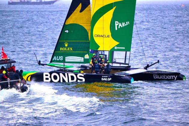GER, Sail GP, Rockwool Germany Sail Grand Prix, Sassnitz, 22.-23.08.2026, Deutschland, Samstag, 23.08.2026, Renntag 2, BONDS FLYING ROOS - Sail GP Team - Australia; Driver - Tom Slingsby, gewinnt das Finale Rennen, GER, Sail GP, Rockwool Germany Sail Grand Prix, Sassnitz, 22.-23.08.2026, Deutschland, Samstag, 23.08.2026, Renntag 2, *** GER, Sail GP, Rockwool Germany Sail Grand Prix, Sassnitz, August 22–23, 2026, Germany, Saturday, August 23, 2026, Race Day 2, BONDS FLYING ROOS Sail GP Team Australia driver Tom Slingsby wins the final race, GER, Sail GP, Rockwool Germany Sail Grand Prix, Sassnitz, August 22–23, 2026, Germany, Saturday, August 23, 2026, Race Day 2, Copyright: xClaudiusxRauchx