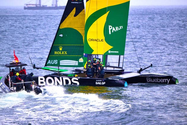 GER, Sail GP, Rockwool Germany Sail Grand Prix, Sassnitz, 22.-23.08.2026, Deutschland, Samstag, 23.08.2026, Renntag 2, BONDS FLYING ROOS - Sail GP Team - Australia; Driver - Tom Slingsby, gewinnt das Finale Rennen, GER, Sail GP, Rockwool Germany Sail Grand Prix, Sassnitz, 22.-23.08.2026, Deutschland, Samstag, 23.08.2026, Renntag 2, *** GER, Sail GP, Rockwool Germany Sail Grand Prix, Sassnitz, August 22–23, 2026, Germany, Saturday, August 23, 2026, Race Day 2, BONDS FLYING ROOS Sail GP Team Australia driver Tom Slingsby wins the final race, GER, Sail GP, Rockwool Germany Sail Grand Prix, Sassnitz, August 22–23, 2026, Germany, Saturday, August 23, 2026, Race Day 2, Copyright: xClaudiusxRauchx