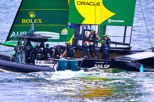 GER, Sail GP, Rockwool Germany Sail Grand Prix, Sassnitz, 22.-23.08.2026, Deutschland, Samstag, 23.08.2026, Renntag 2, BONDS FLYING ROOS - Sail GP Team - Australia; Driver - Tom Slingsby, gewinnt das Finale Rennen, GER, Sail GP, Rockwool Germany Sail Grand Prix, Sassnitz, 22.-23.08.2026, Deutschland, Samstag, 23.08.2026, Renntag 2, *** GER, Sail GP, Rockwool Germany Sail Grand Prix, Sassnitz, August 22–23, 2026, Germany, Saturday, August 23, 2026, Race Day 2, BONDS FLYING ROOS Sail GP Team Australia driver Tom Slingsby wins the final race, GER, Sail GP, Rockwool Germany Sail Grand Prix, Sassnitz, August 22–23, 2026, Germany, Saturday, August 23, 2026, Race Day 2, Copyright: xClaudiusxRauchx