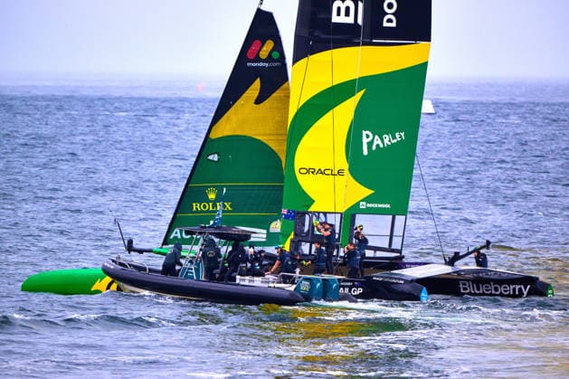 GER, Sail GP, Rockwool Germany Sail Grand Prix, Sassnitz, 22.-23.08.2026, Deutschland, Samstag, 23.08.2026, Renntag 2, BONDS FLYING ROOS - Sail GP Team - Australia; Driver - Tom Slingsby, gewinnt das Finale Rennen, GER, Sail GP, Rockwool Germany Sail Grand Prix, Sassnitz, 22.-23.08.2026, Deutschland, Samstag, 23.08.2026, Renntag 2, *** GER, Sail GP, Rockwool Germany Sail Grand Prix, Sassnitz, August 22–23, 2026, Germany, Saturday, August 23, 2026, Race Day 2, BONDS FLYING ROOS Sail GP Team Australia driver Tom Slingsby wins the final race, GER, Sail GP, Rockwool Germany Sail Grand Prix, Sassnitz, August 22–23, 2026, Germany, Saturday, August 23, 2026, Race Day 2, Copyright: xClaudiusxRauchx