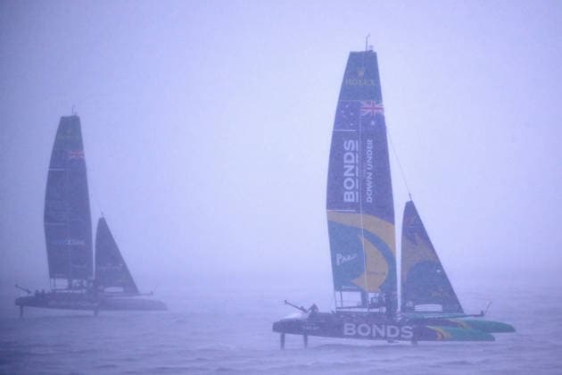 GER, Sail GP, Rockwool Germany Sail Grand Prix, Sassnitz, 22.-23.08.2026, Deutschland, Samstag, 23.08.2026, Renntag 2, BONDS FLYING ROOS - Sail GP Team - Australia; Driver - Tom Slingsby, BLACK FOILS - Sail GP Team - New Zealand; Driver - Peter Burling, im finalen Rennen, GER, Sail GP, Rockwool Germany Sail Grand Prix, Sassnitz, 22.-23.08.2026, Deutschland, Samstag, 23.08.2026, Renntag 2, *** GER, Sail GP, Rockwool Germany Sail Grand Prix, Sassnitz, August 22–23, 2026, Germany, Saturday, August 23, 2026, Race Day 2, BONDS FLYING ROOS Sail GP Team Australia driver Tom Slingsby, BLACK FOILS Sail GP Team New Zealand driver Peter Burling, in the final race, GER, Sail GP, Rockwool Germany Sail Grand Prix, Sassnitz, August 22–23, 2026, Germany, Saturday, August 23, 2026, Race Day 2, Copyright: xClaudiusxRauchx