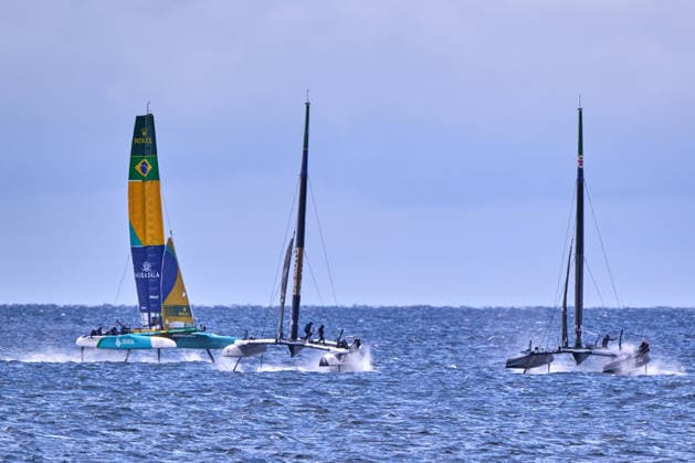 GER, Sail GP, Rockwool Germany Sail Grand Prix, Sassnitz, 22.-23.08.2026, Deutschland, Samstag, 23.08.2026, Renntag 2, MUBADALA BRAZIL - Sail GP Team - Brazil; Driver - Martine Grael, DS AUTOMOBILES FRA - Sail GP Team - France; Driver - Quentin Delapierre, BLACK FOILS - Sail GP Team - New Zealand; Driver - Peter Burling, GER, Sail GP, Rockwool Germany Sail Grand Prix, Sassnitz, 22.-23.08.2026, Deutschland, Samstag, 23.08.2026, Renntag 2, *** GER, Sail GP, Rockwool Germany Sail Grand Prix, Sassnitz, August 22–23, 2026, Germany, Saturday, August 23, 2026, Race Day 2, MUBADALA BRAZIL Sail GP Team Brazil Driver Martine Grael, DS AUTOMOBILES FRA Sail GP Team France Driver Quentin Delapierre, BLACK FOILS Sail GP Team New Zealand Driver Peter Burling, GER, Sail GP, Rockwool Germany Sail Grand Prix, Sassnitz, August 22–23, 2026, Germany, Saturday, August 23, 2026, Race Day 2, Copyright: xClaudiusxRauchx