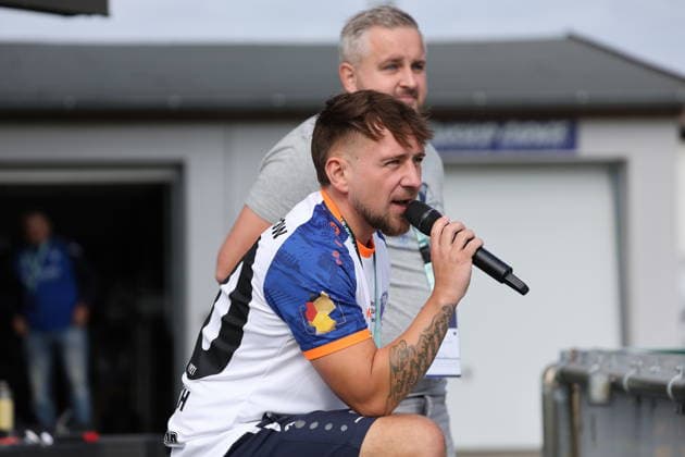 Stadionsprecher Chris Nickusch Fußball DFB-Pokal 2026 2027 1. Hauptrunde VfB Krieschow 1921 - 1. FSV Mainz 05 *** Stadium Announcer Chris Nickusch Soccer DFB Cup 2026 2027 1st Round VfB Krieschow 1921 1 FSV Mainz 05