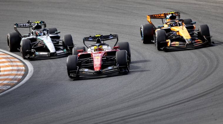 ZANDVOORT - Andrea Kimi Antonelli (Mercedes), Lewis Hamilton (Ferrari), Lando Norris (McLaren) during the F1 Dutch Grand Prix at the Circuit of Zandvoort. SANDER KONING ANP xVIxANPxSportx xxANPxIVx 566107964 originalFilename: 566107964.jpg
