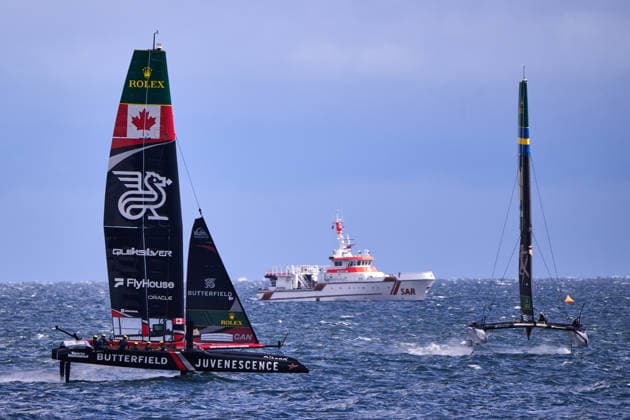 GER, Sail GP, Rockwool Germany Sail Grand Prix, Sassnitz, 22.-23.08.2026, Deutschland, Samstag, 23.08.2026, Renntag 2, NORTHSTAR - Sail GP TeaM - CANADA; Driver - Giles Scott, ARTEMIS - Sali GP Team - Sweden; Driver - Nathan Outteridge, GER, Sail GP, Rockwool Germany Sail Grand Prix, Sassnitz, 22.-23.08.2026, Deutschland, Samstag, 23.08.2026, Renntag 2, *** GER, Sail GP, Rockwool Germany Sail Grand Prix, Sassnitz, August 22–23, 2026, Germany, Saturday, August 23, 2026, Race Day 2, NORTHSTAR Sail GP Team Canada Driver Giles Scott, ARTEMIS Sail GP Team Sweden Driver Nathan Outteridge, GER, Sail GP, Rockwool Germany Sail Grand Prix, Sassnitz, August 22–23, 2026, Germany, Saturday, August 23, 2026, Race Day 2, Copyright: xClaudiusxRauchx
