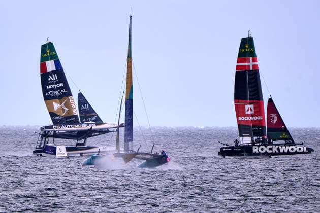 GER, Sail GP, Rockwool Germany Sail Grand Prix, Sassnitz, 22.-23.08.2026, Deutschland, Samstag, 23.08.2026, Renntag 2, DS AUTOMOBILES FRA - Sail GP Team - France; Driver - Quentin Delapierre, MUBADALA BRAZIL - Sail GP Team - Brazil; Driver - Martine Grael, ROCKWOOL RACING - Sail GP Team - Denmark; Driver - Nicolai Sehested, GER, Sail GP, Rockwool Germany Sail Grand Prix, Sassnitz, 22.-23.08.2026, Deutschland, Samstag, 23.08.2026, Renntag 2, *** GER, Sail GP, Rockwool Germany Sail Grand Prix, Sassnitz, August 22–23, 2026, Germany, Saturday, August 23, 2026, Race Day 2, DS AUTOMOBILES FRA Sail GP Team France Driver Quentin Delapierre, MUBADALA BRAZIL Sail GP Team Brazil Driver Martine Grael, ROCKWOOL RACING Sail GP Team Denmark Driver Nicolai Sehested, GER, Sail GP, Rockwool Germany Sail Grand Prix, Sassnitz, August 22–23, 2026, Germany, Saturday, August 23, 2026, Race Day 2, Copyright: xClaudiusxRauchx