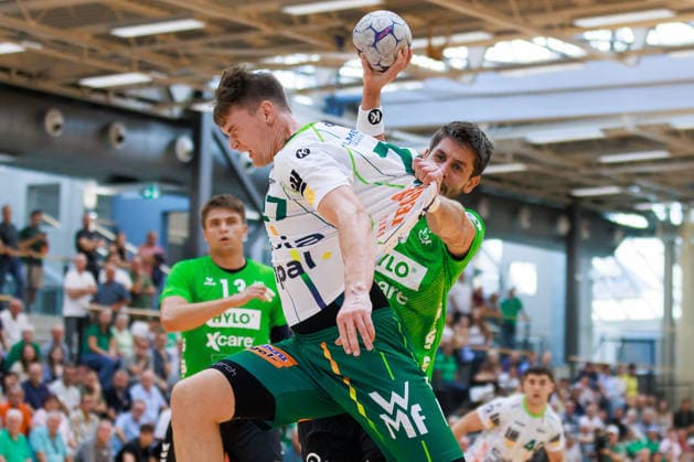 Oskar SUNNEFELDT (FRISCH AUF! Goeppingen, 27) erzielt ein Tor, Aktion, Torwurf GER, HG Saarlouis vs. FRISCH AUF! Goeppingen, Handball, DHB-Pokal, 1. Runde, Spielzeit 2026 2027, 23.08.2026, GER, HG Saarlouis vs. FRISCH AUF! Goeppingen, Handball, DHB-Pokal, 1. Runde, Spielzeit 2026 2027, 23.08.2026, Saarbruecken *** Oskar SUNNEFELDT of FRISCH AUF Goeppingen, No. 27, scores a goal; action; shot on goal; GER; HG Saarlouis vs. FRISCH AUF Goeppingen; handball; DHB Cup; 1st round; 2026–2027 season; August 23, 2026, GER, HG Saarlouis vs. FRISCH AUF Goeppingen, Handball, DHB Cup, Round 1, 2026–2027 season, August 23, 2026, Saarbrücken Copyright: xEibnerxPressefoto OliverxSchmidtx EP_OST