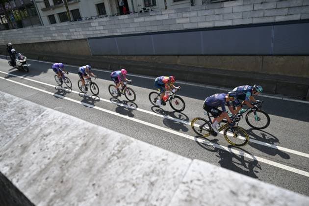 Leading group picture during the fifth and last stage of the Renewi Tour multi-stage cycling race, from and to Leuven (183,7 km) on Sunday 23 August 2026. The five-day race takes place from 19 to 23 08. DAVIDxPINTENS  x0864634686stx