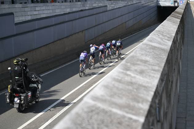Leading group picture during the fifth and last stage of the Renewi Tour multi-stage cycling race, from and to Leuven (183,7 km) on Sunday 23 August 2026. The five-day race takes place from 19 to 23 08. DAVIDxPINTENS  x0864634687stx