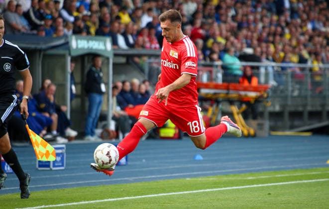 Deutschland: Fussball DFB-Pokal 2026 2027, 1. Runde - Eintracht Braunschweig - 1. FC Union Berlin - Eintracht-Stadion (Braunschweig): am Ball Josip JuranoviÄ‡ Josip Juranovic (1. FC Union Berlin, 18) *** Germany Soccer DFB Cup 2026–2027, First Round: Eintracht Braunschweig vs. 1. FC Union Berlin at Eintracht Stadium, Braunschweig; Josip Juranovic (1. FC Union Berlin), 18 Copyright: xAymanxAlahmedx
