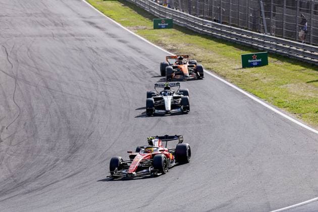 ZANDVOORT - Lewis Hamilton from Great Britain and driver for Scuderia Ferrari HP, Andrea Kimi Antonelli from Italy and driver for Mercedes-AMG PETRONAS F1 Team, Lando Norris from Great Britain and driver for McLaren Formula 1 Team during the Formula 1 Heineken Dutch Grand Prix at Circuit Zandvoort on 23 August 2026 in Zandvoort, the Netherlands. MARCEL TER BALS ANP xVIxANPxSportx xMarcelxterxBalsxIVx 566108719 originalFilename: 566108719.jpg