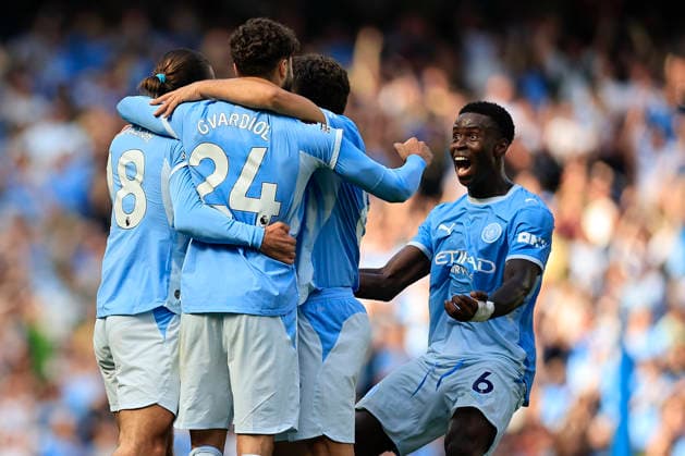 Manchester City v Bournemouth, Premier League Marc Guehi (6) of Manchester City celebrates a goal by Josko Gvardiol (24) of Manchester City to make it 2-1 during the Premier League match between Manchester City and Bournemouth at the Etihad Stadium, Manchester, UK on 23 August 2026. Manchester Etihad Stadium Manchester UK Editorial use only DataCo restrictions apply See www.football-dataco.com , Copyright: xConorxMolloyx PSI-24721-0044