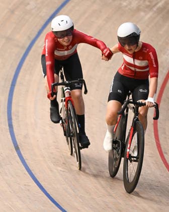 2026 UCI Junior Track World Championships Picture by Mathew Wells SWpix.com - 23 08 2026 - Cycling - 2026 UCI Junior Track World Championships - Heusden-Zolder, Flanders, Belgium - Women Madison Final - Ida Fialla and Aia Marie Rasmussen of Denmark Copyright: x xSWpix.comx(t axPhotographyxHubxLtd)xMathewxWells SWpix.comx SWP-3030-19254