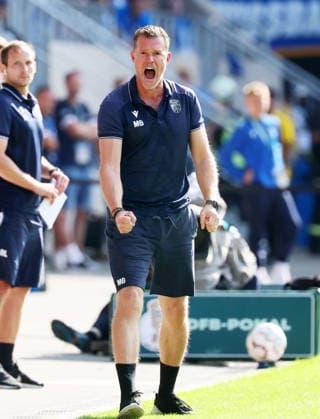 Jena - Darmstadt DFB Pokal Jena, 23.08.2026, Ernst-Abbe-Sportfeld, Fussball, DFB-Pokal, 1.Hauptrunde , FC Carl Zeiss Jena vs. SC Darmstadt 98 , Im Bild: Trainer Marco Grote, Jena. , Nur zur redaktionellen Nutzung. Only editorial use. , DFB regulations prohibit any use of photographs as image sequences and or quasi-video. , *** Jena vs. Darmstadt, DFB Cup, Jena, August 23, 2026, Ernst Abbe Sportfeld, soccer, DFB Cup, 1st round, FC Carl Zeiss Jena vs. SC Darmstadt 98, Pictured: Coach Marco Grote, Jena, For editorial use only, DFB regulations prohibit any use of photographs as image sequences and or quasi-video, Picture Point