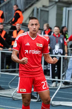 Torjubel -Torschütze Marin Ljubicic (1. FC Union Berlin,27) trifft zum 2-3 - 1. Hauptrunde DFB Pokal Saison 2026-2027 Eintracht Braunschweig vs. 1. FC Union Berlin im Eintracht Stadion in Braunschweig - Aktion,Fußball,Mann,Männer,Deutschland,23.08.2026 *** Goal celebration: Goal scorer Marin Ljubicic of 1. FC Union Berlin, 27, scores in the 2-3-1 main round of the 2026-2027 DFB Cup season, Eintracht Braunschweig vs. 1. FC Union Berlin at Eintracht Stadium in Braunschweig. Action, soccer, man,Men, Germany, August 23, 2026