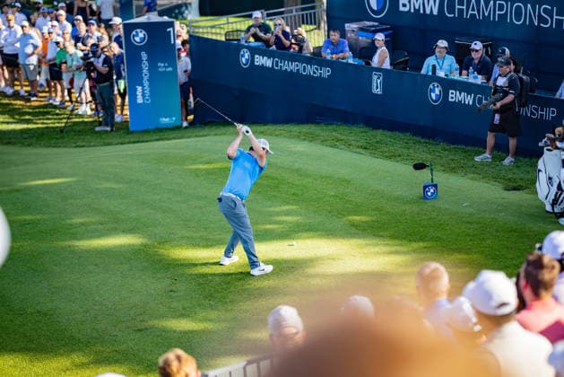August 23, 2026, St. Louis, Missouri, USA: MATT FITZPATRICK tees off the first hole during Round 4 of the BMW Championship at Bellerive Country Club. PGA, Golf Herren Tour 2026: BMW Championship Round 4  - ZUMAw173 20260823_zsp_w173_009 Copyright: xLukexWelshx