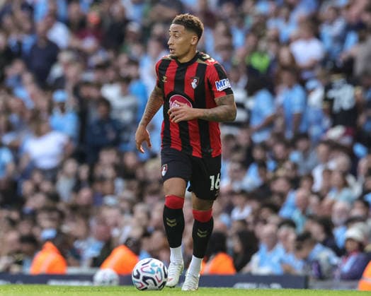 Premier League: Manchester City v Bournemouth Marcus Tavernier of Bournemouth with the ball during the Premier League match Manchester City vs Bournemouth at Etihad Stadium, Manchester, United Kingdom on 23 August 2026 (Photo by Mark Cosgrove News Images) Manchester Etihad Stadium Greater Manchester United, ManU Kingdom Copyright: xMarkxCosgrove NewsxImagesx