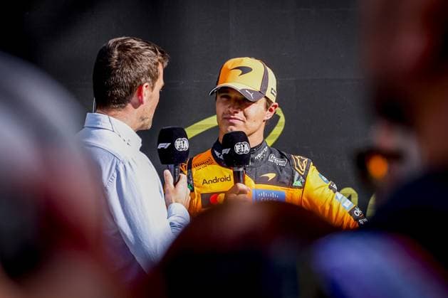 ZANDVOORT - British winner Lando Norris, driver for McLaren Formula 1 Team, gives an interview after the Formula 1 Heineken Dutch Grand Prix at Circuit Zandvoort on August 23, 2026 in Zandvoort, the Netherlands. MARCEL TER BALS ANP xVIxANPxSportx xMarcelxterxBalsxIVx 566110712 originalFilename: 566110712.jpg