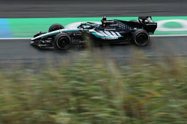 F1 - DUTCH GRAND PRIX 2026 63 RUSSELL George (gbr), Mercedes AMG F1 Team W17, action during the Formula 1 Dutch Grand Prix 2026, 12th round of the 2026 Formula One World Championship, WM, Weltmeisterschaft from August 21 to 23, 2026 on the Circuit Zandvoort, in Zandvoort, Netherlands - ZandvoortNetherlands  Copyright: xDPPIx