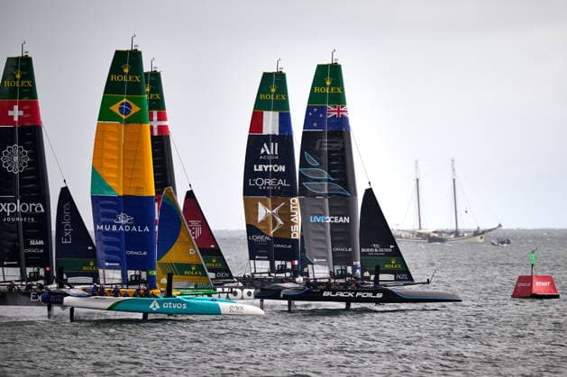 GER, Sail GP, Rockwool Germany Sail Grand Prix, Sassnitz, 22.-23.08.2026, Deutschland, Samstag, 23.08.2026, Renntag 2, BLACK FOILS - Sail GP Team - New Zealand; Driver - Peter Burling, DS AUTOMOBILES FRA - Sail GP Team - France; Driver - Quentin Delapierre, MUBADALA BRAZIL - Sail GP Team - Brazil; Driver - Martine Grael, ROCKWOOL RACING - Sail GP Team - Denmark; Driver - Nicolai Sehested, EXPLORA JOURNEYS SWISS - Sail GP Team - Switzerland; Driver - Sebastien Schneiter, GER, Sail GP, Rockwool Germany Sail Grand Prix, Sassnitz, 22.-23.08.2026, Deutschland, Samstag, 23.08.2026, Renntag 2, *** GER, Sail GP, Rockwool Germany Sail Grand Prix, Sassnitz, August 22–23, 2026, Germany, Saturday, August 23, 2026, Race Day 2, BLACK FOILS Sail GP Team New Zealand Driver Peter Burling, DS AUTOMOBILES FRA Sail GP Team France Driver Quentin Delapierre, MUBADALA BRAZIL Sail GP Team Brazil Driver Martine Grael, ROCKWOOL RACING Sail GP Team Denmark Driver Nicolai Sehested, EXPLORA JOURNEYS SWISS Sail GP Team Switzerland Driver Sebastien Schneiter, GER, Sail GP, Rockwool Germany Sail Grand Prix, Sassnitz, August 22–23, 2026, Germany, Saturday, August 23, 2026, Race Day 2, Copyright: xClaudiusxRauchx