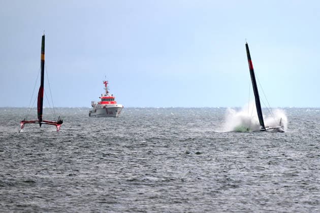 GER, Sail GP, Rockwool Germany Sail Grand Prix, Sassnitz, 22.-23.08.2026, Deutschland, Samstag, 23.08.2026, Renntag 2, LOS GALLOS - Sail GP Team - Spain; Driver - Diego Botin, EXPLORA JOURNEYS SWISS - Sail GP Team - Switzerland; Driver - Sebastien Schneiter, GER, Sail GP, Rockwool Germany Sail Grand Prix, Sassnitz, 22.-23.08.2026, Deutschland, Samstag, 23.08.2026, Renntag 2, *** GER, Sail GP, Rockwool Germany Sail Grand Prix, Sassnitz, August 22–23, 2026, Germany, Saturday, August 23, 2026, Race Day 2, LOS GALLOS Sail GP Team Spain, Driver Diego Botin; EXPLORA JOURNEYS SWISS Sail GP Team Switzerland, Driver Sebastien Schneiter, GER, Sail GP, Rockwool Germany Sail Grand Prix, Sassnitz, August 22–23, 2026, Germany, Saturday, August 23, 2026, Race Day 2, Copyright: xClaudiusxRauchx