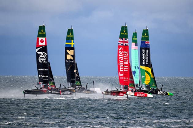 GER, Sail GP, Rockwool Germany Sail Grand Prix, Sassnitz, 22.-23.08.2026, Deutschland, Samstag, 23.08.2026, Renntag 2, BONDS FLYING ROOS - Sail GP Team - Australia; Driver - Tom Slingsby, U.S. SAIL GP TEAM - United States; Driver - Taylor Canfield,, EMIRATES GBR - Sail GP Team - Great Britain; Driver - Dylan Fletcher, ARTEMIS - Sali GP Team - Sweden; Driver - Nathan Outteridge, NORTHSTAR - Sail GP TeaM - CANADA; Driver - Giles Scott, GER, Sail GP, Rockwool Germany Sail Grand Prix, Sassnitz, 22.-23.08.2026, Deutschland, Samstag, 23.08.2026, Renntag 2, *** GER, Sail GP, Rockwool Germany Sail Grand Prix, Sassnitz, August 22–23, 2026, Germany, Saturday, August 23, 2026, Race Day 2, BONDS FLYING ROOS Sail GP Team Australia Driver Tom Slingsby, U.S. SAIL GP TEAM United States Driver Taylor Canfield, EMIRATES GBR Sail GP Team Great Britain Driver Dylan Fletcher, ARTEMIS Sail GP Team Sweden, Driver Nathan Outteridge, NORTHSTAR Sail GP Team Canada, Driver Giles Scott, GER, Sail GP, Rockwool Germany Sail Grand Prix, Sassnitz, August 22–23, 2026, Germany, Saturday, August 23, 2026, Race Day 2, Copyright: xClaudiusxRauchx