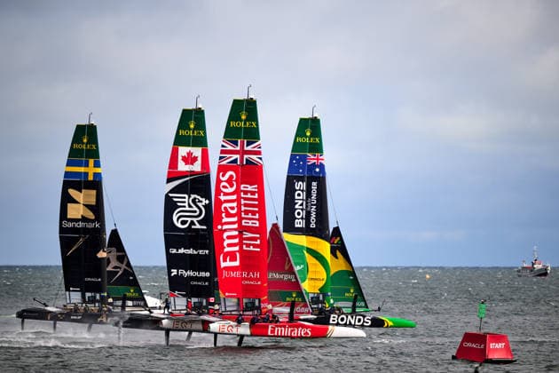 GER, Sail GP, Rockwool Germany Sail Grand Prix, Sassnitz, 22.-23.08.2026, Deutschland, Samstag, 23.08.2026, Renntag 2, BONDS FLYING ROOS - Sail GP Team - Australia; Driver - Tom Slingsby, EMIRATES GBR - Sail GP Team - Great Britain; Driver - Dylan Fletcher, NORTHSTAR - Sail GP TeaM - CANADA; Driver - Giles Scott, ARTEMIS - Sali GP Team - Sweden; Driver - Nathan Outteridge, GER, Sail GP, Rockwool Germany Sail Grand Prix, Sassnitz, 22.-23.08.2026, Deutschland, Samstag, 23.08.2026, Renntag 2, *** GER, Sail GP, Rockwool Germany Sail Grand Prix, Sassnitz, August 22–23, 2026, Germany, Saturday, August 23, 2026, Race Day 2, BONDS FLYING ROOS Sail GP Team Australia Driver Tom Slingsby, EMIRATES GBR Sail GP Team Great Britain Driver Dylan Fletcher, NORTHSTAR Sail GP Team CANADA Driver Giles Scott, ARTEMIS Sail GP Team Sweden Driver Nathan Outteridge, GER, Sail GP, Rockwool Germany Sail Grand Prix, Sassnitz, August 22–23, 2026, Germany, Saturday, August 23, 2026, Race Day 2, Copyright: xClaudiusxRauchx
