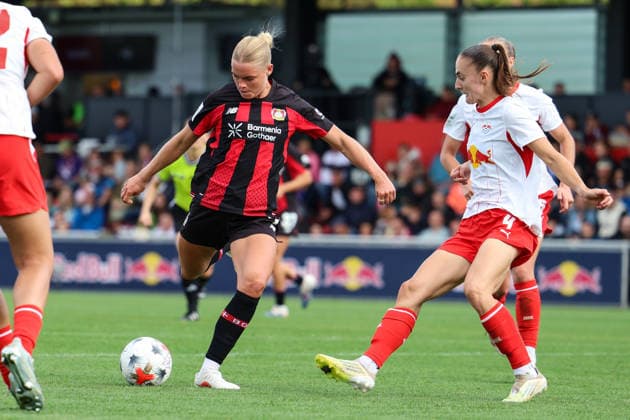 Deutschland: Fußball Google Pixel Frauen-Bundesliga 2026 - 2027, 1. Spieltag - RB Leipzig gegen Bayer 04 Leverkusen, Trainingszentrum von RB Leipzig (Leipzig): Cornelia Kramer (Bayer 04 Leverkusen Frauen, 7) Abschluss *** Germany Soccer Google Pixel Women s Bundesliga 2026 2027, Matchday 1: RB Leipzig vs. Bayer 04 Leverkusen, RB Leipzig Training Center, Leipzig, Cornelia Kramer, Bayer 04 Leverkusen Women s Team, 7th goal Copyright: xLucasxWalterx