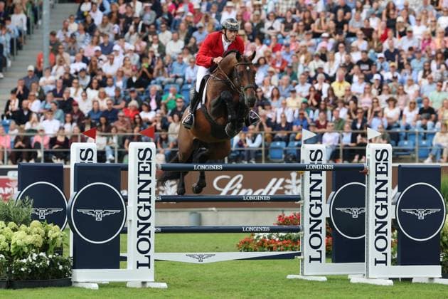 Richard Vogel (GER, Deutschland) mit Pferd Unites Touch S, aktueller Europameister und Sieger des Rolex Grand Prix von Aachen 2026 (CHIO Aachen), Frust, enttäuschtes Gesicht beim Sprung, Springen, FEI Jumping World Championship, WM, Weltmeisterschaft , FEI Jumping World Championship, Competition Individual Final, Longines-Prize, Longines-Preis, Finale Einzelwertung, Jumping , AACHEN - FEI World Championships 2026, Weltfest des Pferdesports, Reitsport Weltmeisterschaft 2026, Aachen 2026, Welcome Home 2026, Aachener Soers, 11. bis 23. August 2026, Reitsport, 23.08.2026, Aachen Aachener Soers Deutschland *** Richard Vogel (GER), Germany, riding Unites Touch S, current European champion and winner of the 2026 Rolex Grand Prix at CHIO Aachen, frustration, disappointed expression during the jump, show jumping, FEI Jumping World Championship, FEI Jumping World Championships, Individual Final, Longines Prize, Longines Award, Individual Final, Jumping, AACHEN FEI World Championships 2026, World Festival of Equestrian Sports, 2026 Equestrian World Championships, Aachen 2026, Welcome Home 2026, Aachen Soers, August 11–23, 2026, Equestrian Sports, August 23, 2026, Aachen Soers, Germany