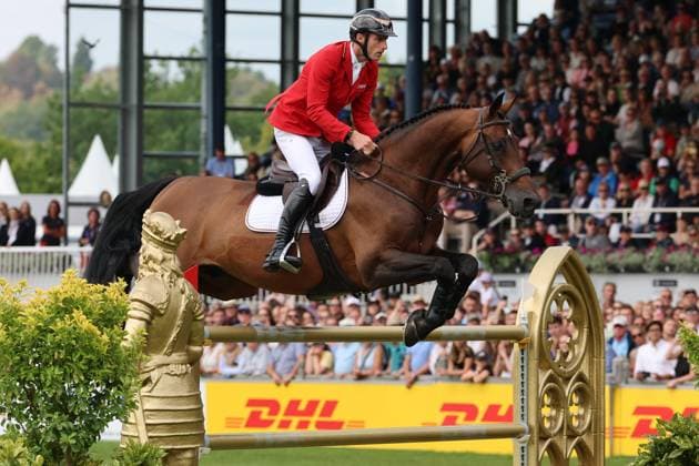 Richard Vogel (GER, Deutschland) mit Pferd Unites Touch S, aktueller Europameister und Sieger des Rolex Grand Prix von Aachen 2026 (CHIO Aachen), Frust, enttäuschtes Gesicht beim Sprung, Springen, FEI Jumping World Championship, WM, Weltmeisterschaft , FEI Jumping World Championship, Competition Individual Final, Longines-Prize, Longines-Preis, Finale Einzelwertung, Jumping , AACHEN - FEI World Championships 2026, Weltfest des Pferdesports, Reitsport Weltmeisterschaft 2026, Aachen 2026, Welcome Home 2026, Aachener Soers, 11. bis 23. August 2026, Reitsport, 23.08.2026, Aachen Aachener Soers Deutschland *** Richard Vogel (GER), Germany, riding Unites Touch S, current European champion and winner of the 2026 Rolex Grand Prix at CHIO Aachen, frustration, disappointed expression during the jump, show jumping, FEI Jumping World Championship, FEI Jumping World Championships, Individual Final, Longines Prize, Longines Award, Individual Final, Jumping, AACHEN FEI World Championships 2026, World Festival of Equestrian Sports, 2026 Equestrian World Championships, Aachen 2026, Welcome Home 2026, Aachen Soers, August 11–23, 2026, Equestrian Sports, August 23, 2026, Aachen Soers, Germany