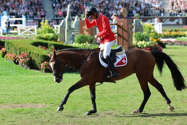 Weltmeister Steve Guerdat (SUI, Schweiz) mit Pferd Dynamix de Belheme , Emotion, Jubel, 1. Platz , Springen, FEI Jumping World Championship, WM, Weltmeisterschaft , FEI Jumping World Championship, Competition Individual Final, Longines-Prize, Longines-Preis, Finale Einzelwertung, Jumping , AACHEN - FEI World Championships 2026, Weltfest des Pferdesports, Reitsport Weltmeisterschaft 2026, Aachen 2026, Welcome Home 2026, Aachener Soers, 11. bis 23. August 2026, Reitsport, 23.08.2026, Aachen Aachener Soers Deutschland *** World Champion Steve Guerdat (SUI), Switzerland, riding Dynamix de Belheme; emotion, jubilation, 1st place, Jumping, FEI Jumping World Championship, FEI Jumping World Championship, Individual Final, Longines Prize, Longines Award, Individual Final, Jumping, AACHEN FEI World Championships 2026, World Festival of Equestrian Sports, 2026 Equestrian World Championships, Aachen 2026, Welcome Home 2026, Aachen Soers, August 11–23, 2026, Equestrian Sports, August 23, 2026, Aachen Soers, Germany