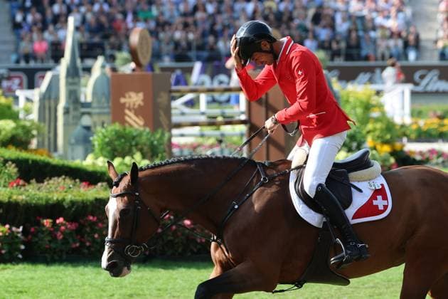 Weltmeister Steve Guerdat (SUI, Schweiz) mit Pferd Dynamix de Belheme , Emotion, Jubel, 1. Platz , Springen, FEI Jumping World Championship, WM, Weltmeisterschaft , FEI Jumping World Championship, Competition Individual Final, Longines-Prize, Longines-Preis, Finale Einzelwertung, Jumping , AACHEN - FEI World Championships 2026, Weltfest des Pferdesports, Reitsport Weltmeisterschaft 2026, Aachen 2026, Welcome Home 2026, Aachener Soers, 11. bis 23. August 2026, Reitsport, 23.08.2026, Aachen Aachener Soers Deutschland *** World Champion Steve Guerdat (SUI), Switzerland, riding Dynamix de Belheme; emotion, jubilation, 1st place, Jumping, FEI Jumping World Championship, FEI Jumping World Championship, Individual Final, Longines Prize, Longines Award, Individual Final, Jumping, AACHEN FEI World Championships 2026, World Festival of Equestrian Sports, 2026 Equestrian World Championships, Aachen 2026, Welcome Home 2026, Aachen Soers, August 11–23, 2026, Equestrian Sports, August 23, 2026, Aachen Soers, Germany