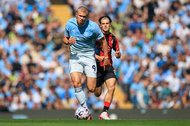 Manchester City v Bournemouth, Premier League Erling Haaland (9) of Manchester City runs with the ball during the Premier League match between Manchester City and Bournemouth at the Etihad Stadium, Manchester, UK on 23 August 2026. Manchester Etihad Stadium Manchester UK Editorial use only DataCo restrictions apply See www.football-dataco.com , Copyright: xConorxMolloyx PSI-24721-0073
