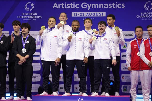 GBR after seniors team-final at 2026 Europeans in Zagreb; 23 08 2026; *** GBR after the senior team final at the 2026 European Championships in Zagreb, August 23, 2026 