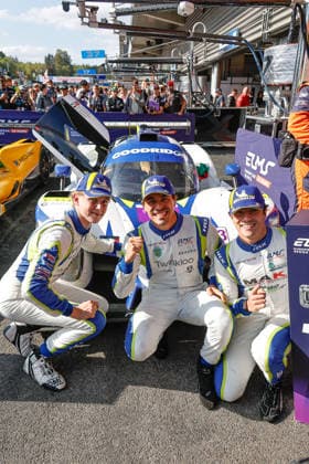 AUTO - ELMS - 4 HOURS OF SPA-FRANCORCHAMPS 2026 05 FERNANDES CAUTELA JosÃ (por), RODELLA Alvise (uae), PEDERSEN Mikkel Gaarde (den), Rinaldi Racing, Ligier JS P325 - Toyota, LMP3, portrait celebration during the 4 Hours of Spa-Francorchamps, 4th round of the 2026 European Le Mans Series on the Circuit de Spa-Francorchamps from August 21 to 23, 2026 in Stavelot, Belgium - StavelotBelgium  Copyright: xPauloxMariax