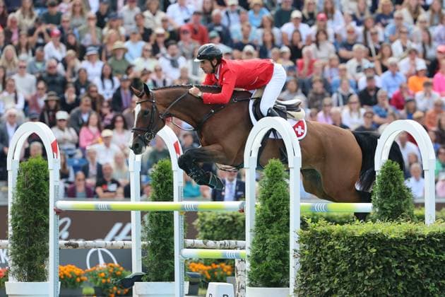Weltmeister Steve Guerdat (SUI, Schweiz) mit Pferd Dynamix de Belheme am WM-Sprung , Springen, FEI Jumping World Championship, WM, Weltmeisterschaft , FEI Jumping World Championship, Competition Individual Final, Longines-Prize, Longines-Preis, Finale Einzelwertung, Jumping , AACHEN - FEI World Championships 2026, Weltfest des Pferdesports, Reitsport Weltmeisterschaft 2026, Aachen 2026, Welcome Home 2026, Aachener Soers, 11. bis 23. August 2026, Reitsport, 23.08.2026, Aachen Aachener Soers Deutschland *** World Champion Steve Guerdat (SUI, Switzerland) with his horse Dynamix de Belheme at the World Championships in Jumping, FEI Jumping World Championship, FEI Jumping World Championship, Individual Final, Longines Prize, Jumping, AACHEN FEI World Championships 2026, World Festival of Equestrian Sports, 2026 Equestrian World Championships, Aachen 2026, Welcome Home 2026, Aachen Soers, August 11–23, 2026, Equestrian Sports, August 23, 2026, Aachen Soers, Germany