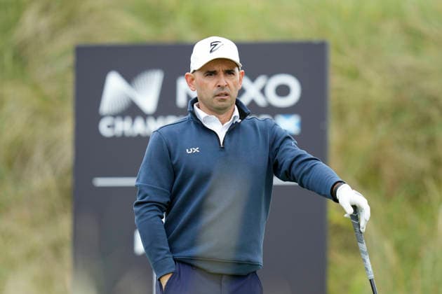 BALMEDIE, SCOTLAND - AUG 23: Fabrizio Zanotti (PAR) waits on the eleventh tee during Round 4 at the 2026 Nexo Championship at the Trump International Golf Links, Balmedie on August 23, 2026 in Aberdeenshire, Scotland The 2026 Nexo Championship