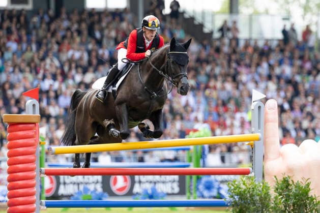 Marcus EHNING (GER) auf Coolio 42, im Sprung, mit Fehler, Einzelbild, Einzelaktion, Aktion, Springen S3, Umlauf B, FEI Jumping World Championship, WM, Weltmeisterschaft - Individual Final - LONGINES-Preis, am 23.08.2026, FEI Reit Weltmeisterschaft Aachen 2026 vom 11. - 23.08.2026 in Aachen Deutschland; Â *** Marcus EHNING (GER) on Coolio 42, jumping, with a fault, single frame, single action, action, Jumping S3, Round B, FEI Jumping World Championship Individual Final LONGINES Prize, on August 23, 2026, FEI World Equestrian Games Aachen 2026, August 11–23, 2026, in Aachen, Germany Â