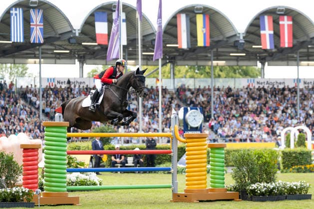 Marcus EHNING (GER) auf Coolio 42, im Sprung, Einzelbild, Einzelaktion, Aktion, Springen S3, Umlauf B, FEI Jumping World Championship, WM, Weltmeisterschaft - Individual Final - LONGINES-Preis, am 23.08.2026, FEI Reit Weltmeisterschaft Aachen 2026 vom 11. - 23.08.2026 in Aachen Deutschland; Â *** Marcus EHNING (GER) on Coolio 42, jumping, single frame, individual action, action, Jumping S3, Round B, FEI Jumping World Championship Individual Final LONGINES Prize, on August 23, 2026, FEI World Equestrian Games Aachen 2026, August 11–23, 2026, in Aachen, Germany Â