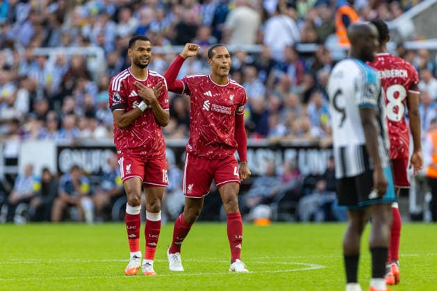 Football - FA Premier League - Newcastle United FC v Liverpool FC NEWCASTLE-UPON-TYNE, ENGLAND - Saturday, August 22, 2026: Liverpool s Cody Gakpo celebrates after scoring his side s first and equalising goal during the FA Premier League match between Newcastle United FC and Liverpool FC at St James Park. (Photo by David Rawcliffe Propaganda) NEWCASTLE-UPON-TYNE St James Park TYNE AND WEAR ENGLAND  Copyright: xDavidxRawcliffex P2026-08-23-Newcastle_Liverpool-135