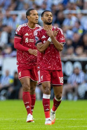Football - FA Premier League - Newcastle United FC v Liverpool FC NEWCASTLE-UPON-TYNE, ENGLAND - Saturday, August 22, 2026: Liverpool s Cody Gakpo celebrates after scoring his side s first and equalising goal during the FA Premier League match between Newcastle United FC and Liverpool FC at St James Park. (Photo by David Rawcliffe Propaganda) NEWCASTLE-UPON-TYNE St James Park TYNE AND WEAR ENGLAND  Copyright: xDavidxRawcliffex P2026-08-23-Newcastle_Liverpool-136
