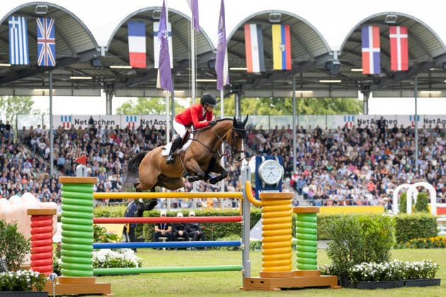 Sophie HINNERS (GER) auf Iron Dames Singclair, im Sprung, Einzelbild, Einzelaktion, Aktion, Springen S3, Umlauf B, FEI Jumping World Championship, WM, Weltmeisterschaft - Individual Final - LONGINES-Preis, am 23.08.2026, FEI Reit Weltmeisterschaft Aachen 2026 vom 11. - 23.08.2026 in Aachen Deutschland; Â *** Sophie HINNERS (GER) on Iron Dames Singclair, during a jump, single frame, individual action, action shot, Jumping S3, Round B, FEI Jumping World Championship Individual Final LONGINES Prize, on August 23, 2026, FEI World Equestrian Games Aachen 2026, August 11–23, 2026, in Aachen, Germany Â