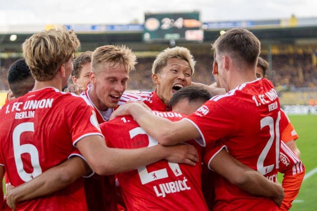 Deutschland: Fussball DFB-Pokal, 1. Runde 2026 2027, Eintracht Braunschweig - 1. FC Union Berlin am 23.08.2026 in Braunschweig (Eintracht-Stadion): Tor zum 2:3 Marin Ljubicic (1. FC Union Berlin, 27) Jubel, Freude, Torjubel, Emotionen *** German Soccer DFB Cup, First Round 2026–2027, Eintracht Braunschweig vs. 1. FC Union Berlin on August 23, 2026, at Eintracht Stadium in Braunschweig; goal by Marin Ljubicic (1. FC Union Berlin) to make it 2–3; 27: celebration, joy, goal celebration, emotions Copyright: xSvenxHeidmannx