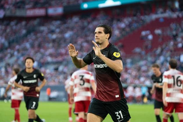 Fortuna Düsseldorf v SC Freiburg - DFB-Pokal First Round Igor Matanovic of SC Freiburg in Scored during the DFB-Pokal First Round match between Fortuna Düsseldorf and SC Freiburg at Merkur Spiel-Arena in Düsseldorf, Germany, August 23, 2026. Dusseldorf Merkur Spiel-Arena North Rhine-Westphalia Germany Copyright: xTaiseixIwamotox