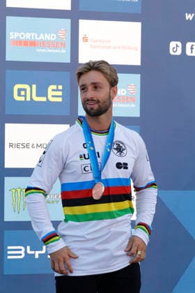 23.08.2026 Finale Männer bei der UEC BMX Freestyle Park Europameisterschaft in Darmstadt Ausrichter VC Darmstadt hier Platz 3 Anthony Jeanjean (FRA) Darmstadt Hessen Deutschland *** August 23, 2026 Men s Final at the UEC BMX Freestyle Park European Championships in Darmstadt Hosted by VC Darmstadt; Anthony Jeanjean (FRA) placed 3rd in Darmstadt, Hesse, Germany