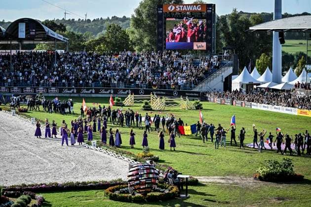 FEI World Championships Aachen 2026. Reit WM in Aachen im Allianz Park (Austragungsort der FEI World Championships) ** NUR FÜR REDAKTIONELLE ZWECKE ** EDITORIAL USE ONLY **<p>Feierliche Abschlussveranstaltung im Hauptstadion am Sonntag, dem 23 08 2026. In diesem Jahr wird in Aachen die Reit WM ausgerichtet. FEI World Championships Aachen 2026. Reit WM in Aachen im Allianz Park (Austragungsort der FEI World Championships) Deutschland NRW Essen Copyright: KerstinxKokoska *** FEI World Championships Aachen 2026 Equestrian World Championships in Aachen at Allianz Park, venue of the FEI World Championships ** FOR EDITORIAL PURPOSES ONLY ** EDITORIAL USE ONLY ** p Closing ceremony at the main stadium on Sunday, August 23, 2026 This year, Aachen will host the World Equestrian Championships FEI World Championships Aachen 2026 World Equestrian Championships in Aachen at Allianz Park Venue of the FEI World Championships Germany North Rhine-Westphalia Essen Copyright KerstinxKokoska Copyright: KerstinxKokoska doc87ac4m1ta6c1d78xmdy ,EDITORIAL USE ONLY
