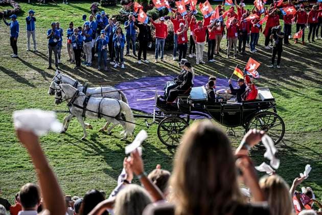 FEI World Championships Aachen 2026. Reit WM in Aachen im Allianz Park (Austragungsort der FEI World Championships) ** NUR FÜR REDAKTIONELLE ZWECKE ** EDITORIAL USE ONLY **<p>Feierliche Abschlussveranstaltung im Hauptstadion am Sonntag, dem 23 08 2026. In diesem Jahr wird in Aachen die Reit WM ausgerichtet. FEI World Championships Aachen 2026. Reit WM in Aachen im Allianz Park (Austragungsort der FEI World Championships) Deutschland NRW Essen Copyright: KerstinxKokoska *** FEI World Championships Aachen 2026 Equestrian World Championships in Aachen at Allianz Park, venue of the FEI World Championships ** FOR EDITORIAL PURPOSES ONLY ** EDITORIAL USE ONLY ** p Closing ceremony at the main stadium on Sunday, August 23, 2026 This year, Aachen will host the World Equestrian Championships FEI World Championships Aachen 2026 World Equestrian Championships in Aachen at Allianz Park Venue of the FEI World Championships Germany North Rhine-Westphalia Essen Copyright KerstinxKokoska Copyright: KerstinxKokoska doc87ac4obm7hgt1end961 ,EDITORIAL USE ONLY