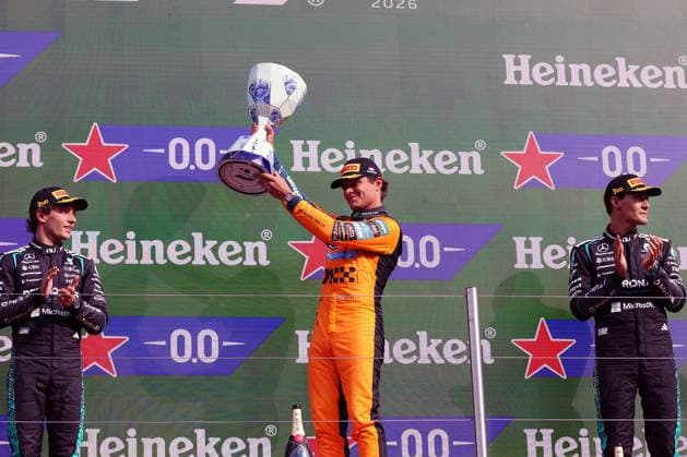Zandvoort, Niederlande 20.- 23. August 2026: FIA Formel-1-Weltmeisterschaft - 2026 - Großer Preis der Niederlande - Zandvoort - Rennen Sonntag Im Bild: Podium Zandvoort 1. Lando Norris (GBR) 2. Andrea Kimi Antonelli (ITA) 3. George Russell (GBR) Circuit Zandvoort *** Zandvoort, Netherlands August 20–23, 2026 2026 FIA Formula 1 World Championship Dutch Grand Prix Zandvoort Race Sunday In the photo: Podium at Zandvoort 1. Lando Norris (GBR) 2. Andrea Kimi Antonelli (ITA) 3. George Russell (GBR) Circuit Zandvoort Copyright: xFotostandx xHorstxBernhardtx