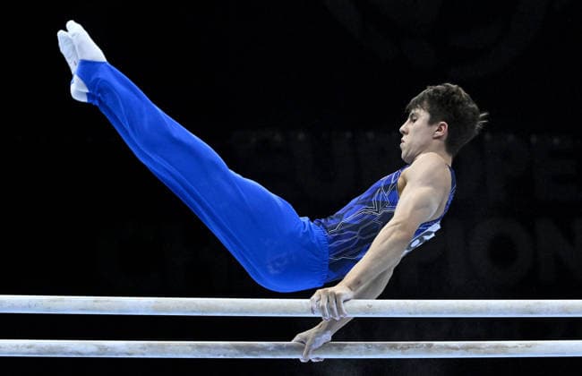 37th European Championships and 15th European Junior Championships in MenÂ s Artistic Gymnastics ZAGREB, CROATIA - AUGUST 23: Arsenii Dukhno of WG2 competes during the Men s Team Final on the parallel bars, on day 5 of the 2026 Men s Artistic Gymnastics European Championships at Arena Zagreb on August 23, 2026 in Zagreb, Croatia.  MarkoxLukunic PIXSELL